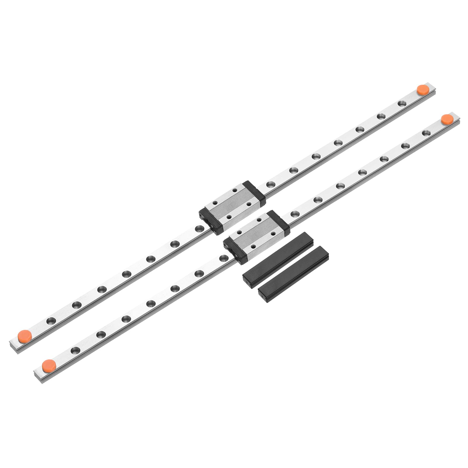 sourcing map 2 Stück MGN9 350 mm Linearführungsschiene mit 2 Stück MGN9H Gleitschlitten Blocklager Stahl und 2 Stück Kunststoff Mini MGN12 Linearführung für DIY 3D-Drucker und CNC-Maschine, Silber