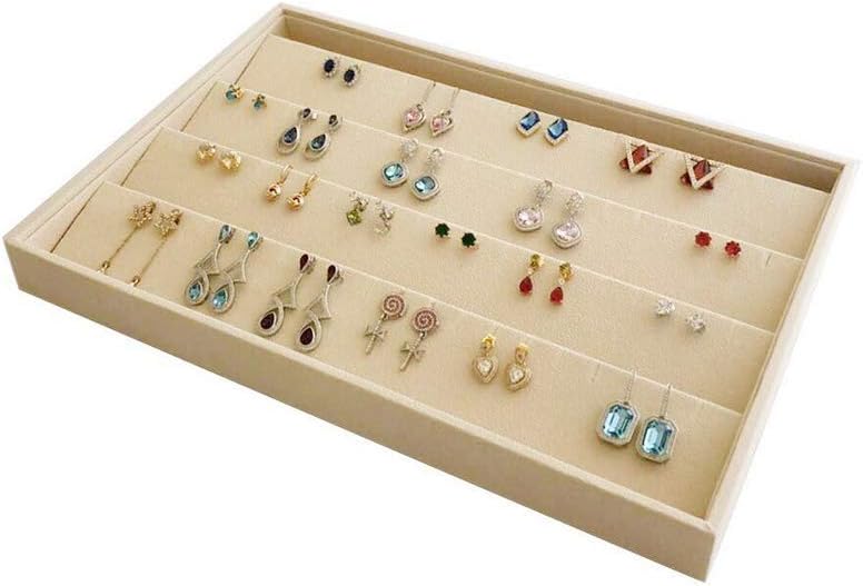 Svea DisplaySvea Display Premium Grade Beige Velvet Jewelry Organise Tray for Earrings Stackable Storage Neutral Color Store Trade Show Gallery Home Use
