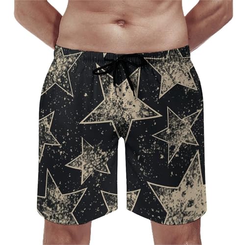 Star Mens Swim Trunks Quick Dry Hawaii Bathing Suit Board Shorts with Mesh Lining- - Main Image