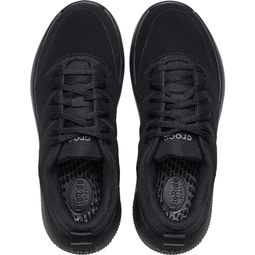 Image of Crocs Women On The Clock Work Sneaker, Triple Black, 12 Women