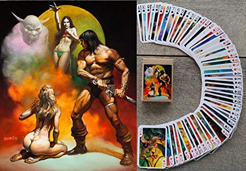 FlonzGift Fantasy Playing Cards (Poker Deck 54 Cards All Different) Vintage Retro Fantasy SciFi Fiction Comic Book Art by Boris Valejo