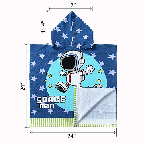 Image of NovForth Kids Beach Towel for Boys Girls, Astronaut Hooded Bath Towel Wrap, Toddler Pool Towel with Hood