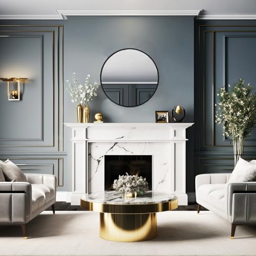 Image of Sunniry Small Round Mirror, 16 inch Black Circle Mirror, Matte Metal Frame | High Definition Mirror, No Distortion, Easy Installation, Circular Mirrors for Bathroom, Bedroom, Vanity, Wall Decor.