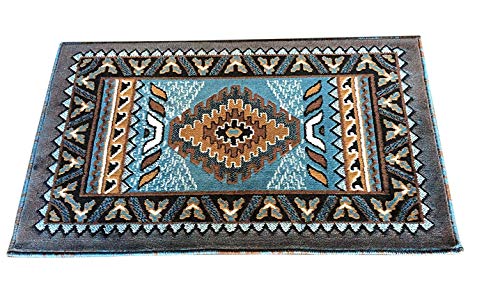 Tapete decorativo diseño nativo americano azul y marrón miniatura 4