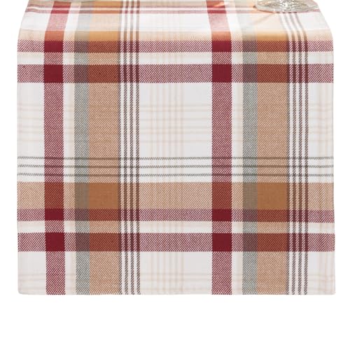 Elrene Home Fashions Seneca Plaid Harvest Fall/Thanksgiving Cotton Console Centerpiece/Table