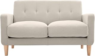 Miliboo - Sofá de diseño escandinavo de 2 plazas, tela natural, modelo: Luna