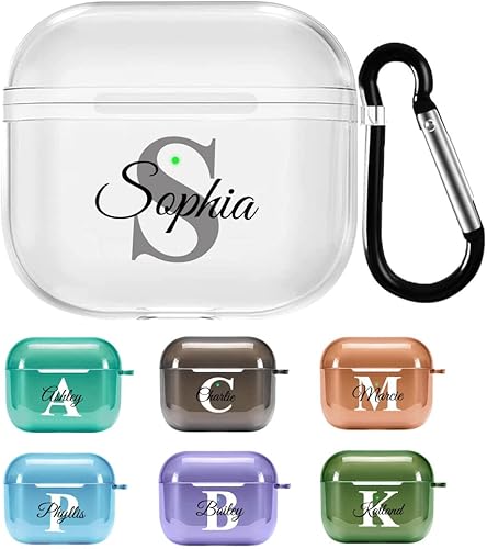 Miniatura 7 de Funda para AirPods con nombre personalizado para Apple AirPod Pro de TPU suave para Airpods Pro 2019 con llavero para mujeres hombres niñas y niños