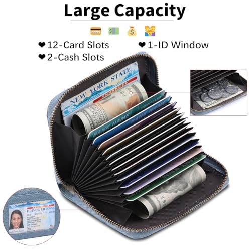 Image of SENDEFN Leather Wallet Women RFID Blocking Small Compact Wallets Credit Card Holder with ID Window