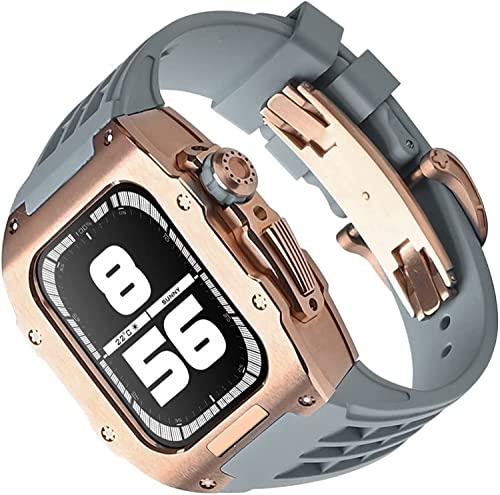Correa de acero inoxidable para Apple Watch 45mm con marco metálico premium