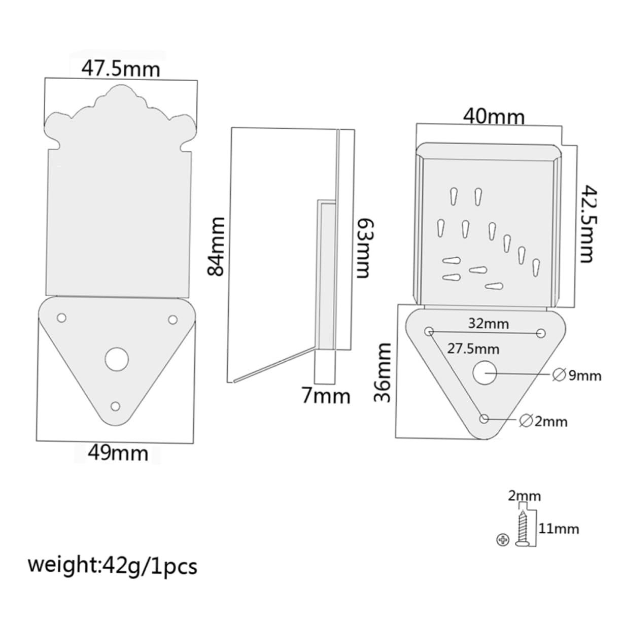 BESPORTBLE Metal Triangle Tailpiece for Guitar Mandolin with Screws Durable Construction for Enhanced Tone Volume Sustain Easy String Changes Accessory for Musicians Golden