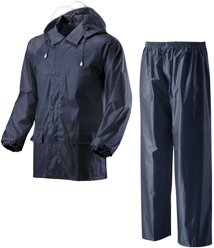 TK-RainWear R5001 High Visibility RainWear Rain Gear for Men Waterproof Durable Reflective Rain Wear for Men Women Medium Navy