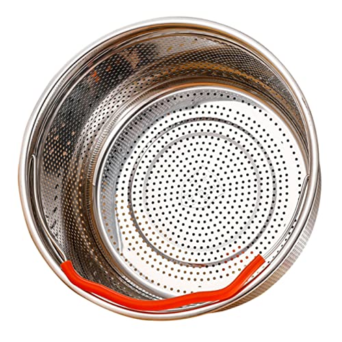 ROMISBABA ステンレス製蒸し器ラック 蒸ご対応鍋用インサート 抗熱ハンドル付き均一加熱フードスチーマーバスケット 蒸し料理時短効率アップ