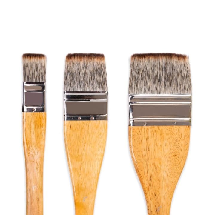 ARROLLIANT Hake Brush Set, Synthetic Squirrel Hair, Vegan for Use Watercolors, Gouache & Water Mix Media, Sizes: 1 inch, 2 inch, and 3 inch Painting Brush