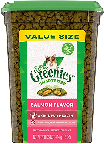 Greenies (2 Pack) Feline SMARTBITES Healthy Skin and Fur, Chicken and Salmon Falvor 16oz, with 10ct Pet Wipes - Image 4