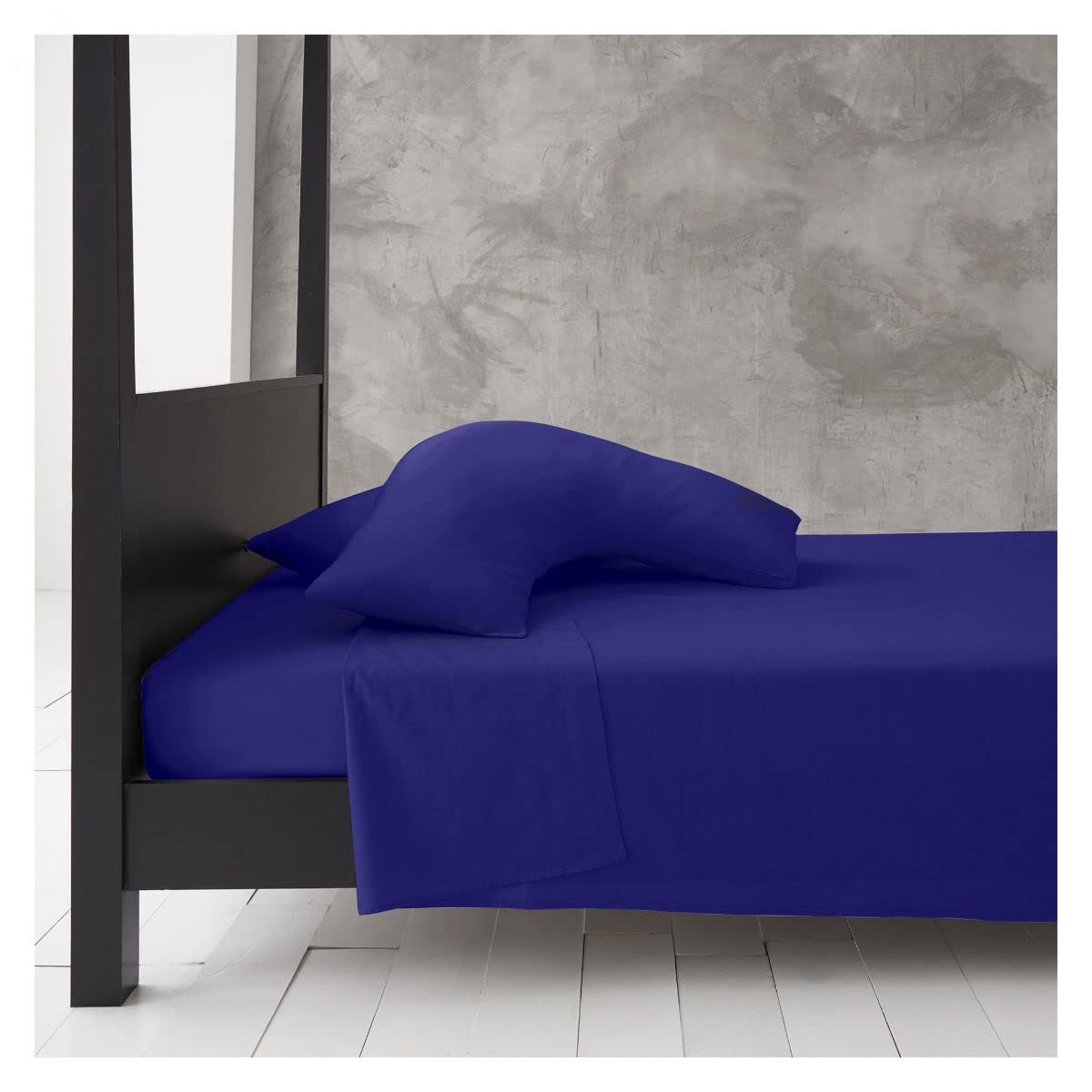 Plain Dyed V Shape Pillow Case, Easy Care Orthopedic Pillow Cover, Polycotton Pillowcase, Royal Blue, 79X36 Cm
