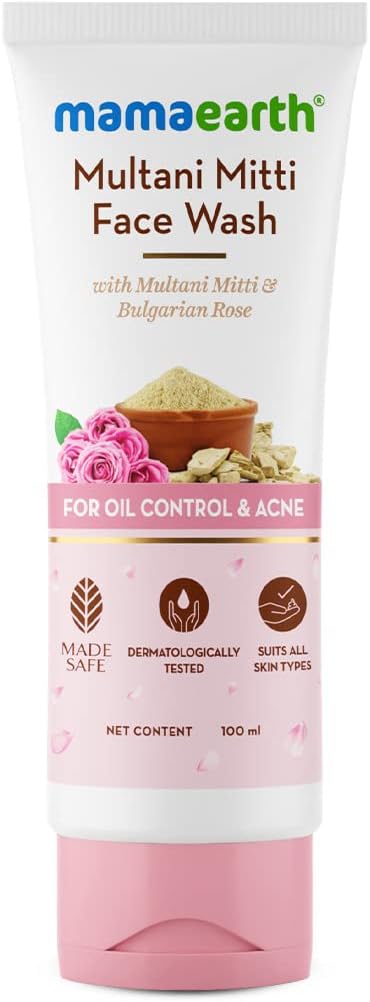 Multani Mitti Face Wash with Multani Mitti & Bulgarian Rose For Oil Control & Acne | Suits All Skin Types | Hydrating & Gentle | Paraben-Free | No Silicones | Sulphate-Free | For Men & Women | 100 ml