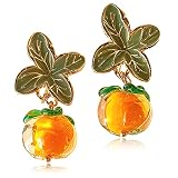 ANDPAI Creative Funny Lifelike Glass Fruits Tomato Dangle Drop Earrings Halloween Vegetables Pumpkin