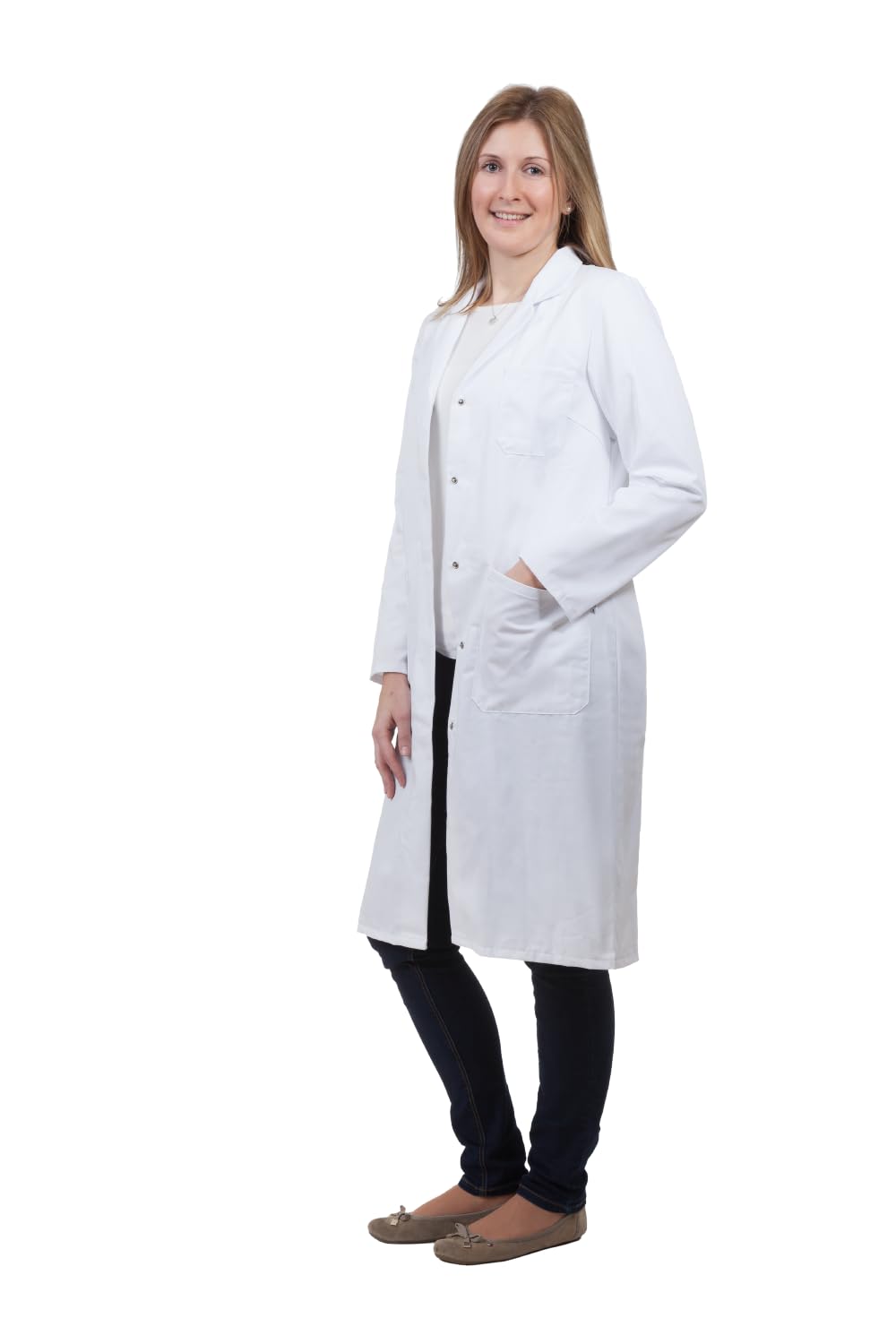 neoLab Blouse de laboratoire femme en tissu mixte coton-polyester, col à revers, blanche, taille 46