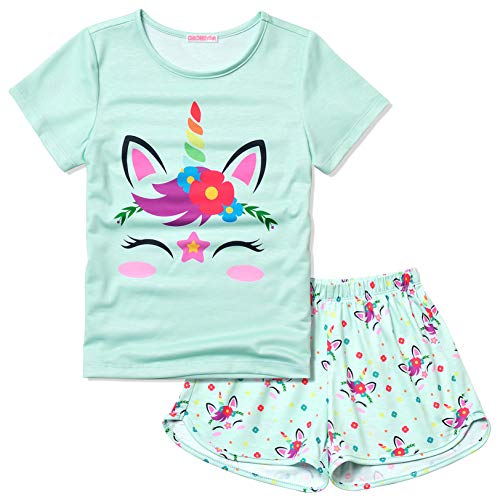 CHILDRENSTAR Pajama Sets for Girls Kids Pjs Summer Cotton Short Sleeve Sleepwear