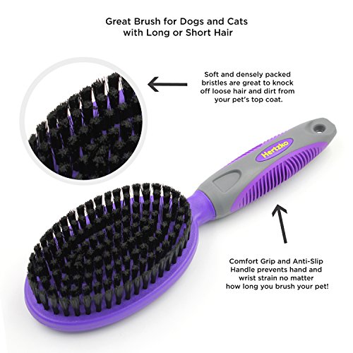 Hertzko-Bristle-Brush-For-Dogs-and-Cats-with-Long-or-Short-Hair-Dense-Bristles-Remove-Loose-Hair-from-Top-Coat-Removes-Tangles-Dander-Dust-Trapped-Dirt-and-Dead-Undercoat-Single-Sided