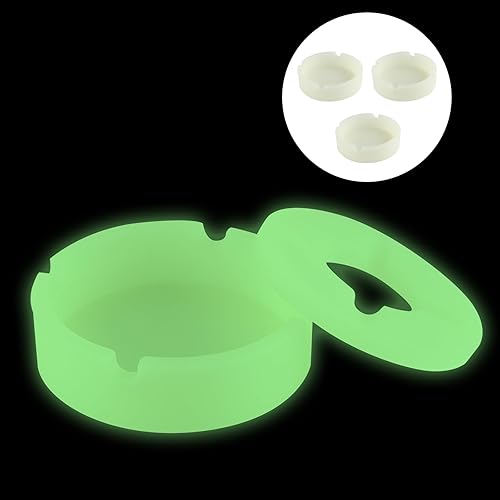 Cenicero de silicona con tapa, bandeja de cenizas luminosas, ceniceros divertidos para cenizas, lindo cenicero que brilla en la oscuridad, cenicero