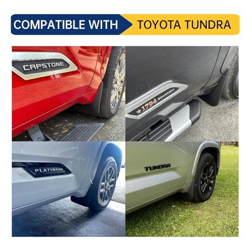 Image of Mud Flaps for Toyota Tundra 2022-2026 No-Drill Splash Guards Set of 4 | All-Weather Front & Rear Mudguards | Fits SR5 /Limited /TRD Pro (Excludes SR Models)
