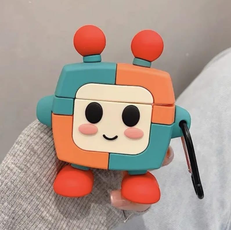 Image of Dezet Cute Soft Silicone Pouh Case for Airpods Pro GEN-2 (2022) � 3D Cartoon Animal Character Cover with Keychain Ring, Shockproof & Dustproof Protective Case for Kids & Girls (Kwai Robot Multi)
