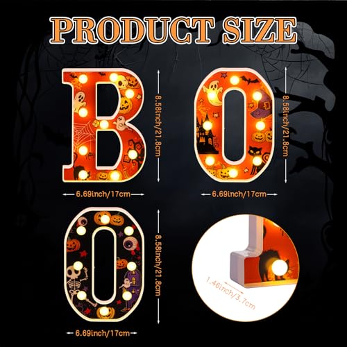 Image of Aurelema Halloween Boo Light up Sign Table Decorations, LED Boo Marquee Words Indoor Tabletop Centerpiece for Bedroom Kitchen Fireplace Party Supplies