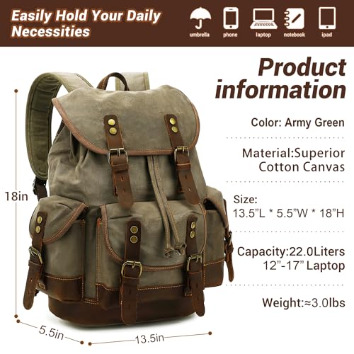 HuaChen Vintage Canvas Leather Backpack