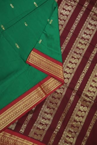 Image of ILAIYAAL CLOTHINGS Women's Kanjivaram Cotton Silk Saree South Indian Paithani Sari | gadwal cotton sarees with Zari Border and Blouse Piece - Suitable For All Indian Occasions and Festivals 191