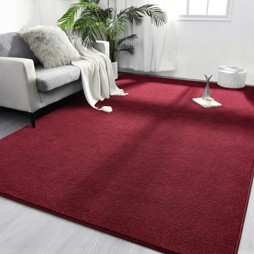 FlyDOIT Area Rugs for Bedroom Living Room, 7x10 Rose Red