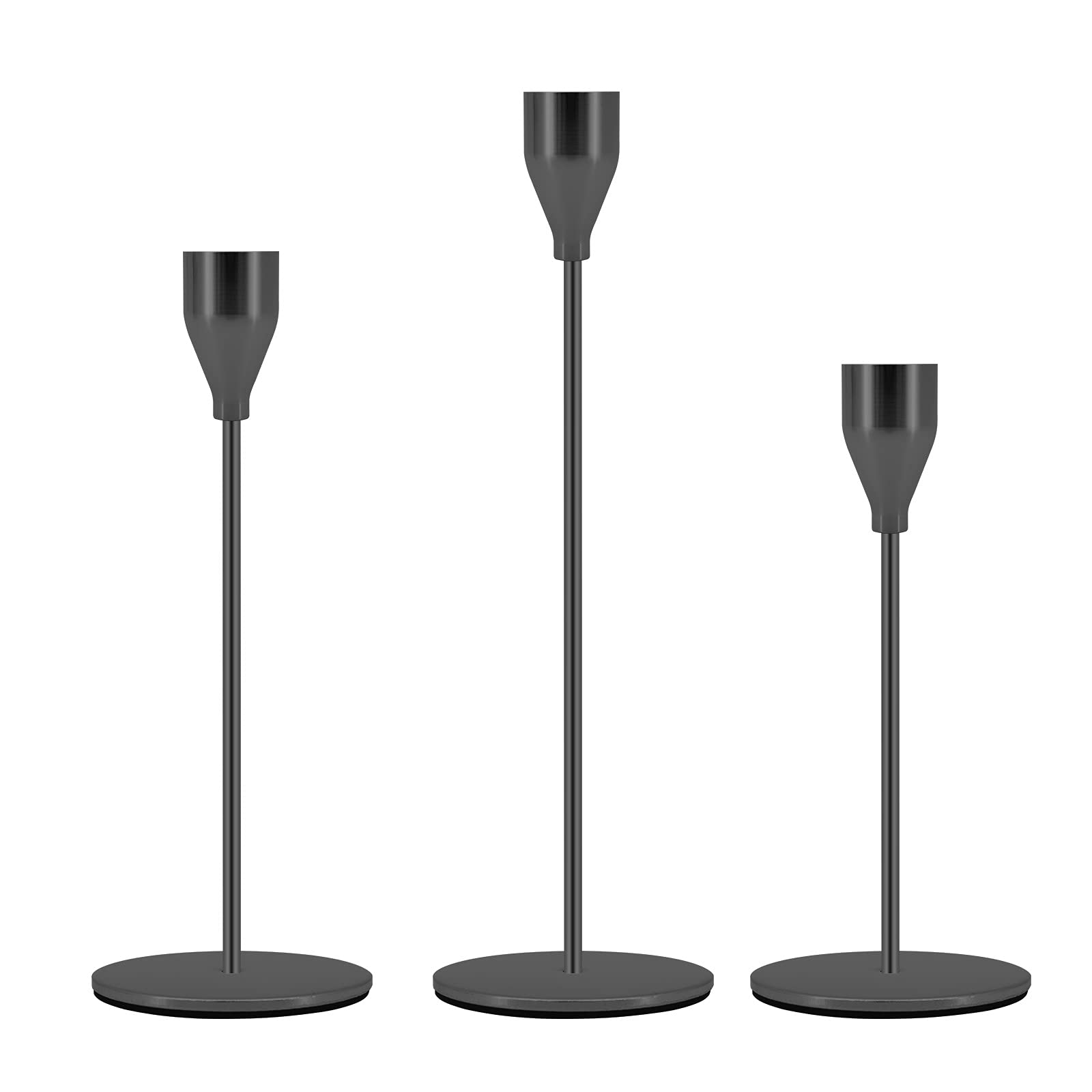 Set Di 3 Portacandele Vintage In Metallo Nero – Altezze 24/29/34 Cm – Per Cene Romantiche E Decorazioni Matrimonio