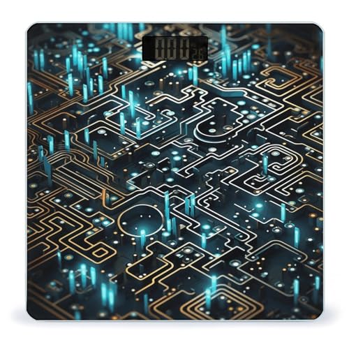 Báscula digital de baño con patrón codificado y superficie de vidrio templado miniatura 1
