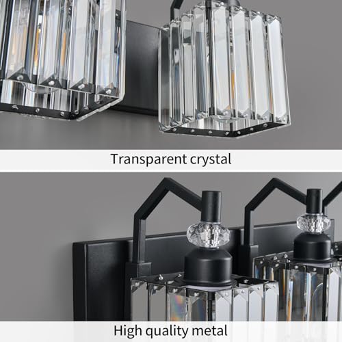 Image of 4 Light Bathroom Vanity Light Modern Black Vanity Light Fixtures Bathroom Light Fixtures Over Mirror Crystal Vanity Lighting Fixtures