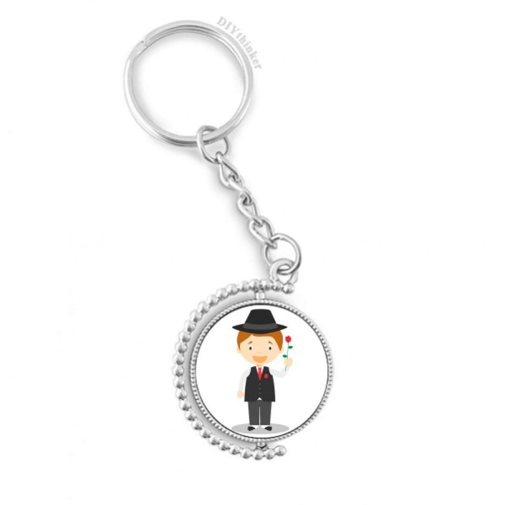 Llavero giratorio de Argentina con anillo resistente y diseño Pilgrim de traje 4