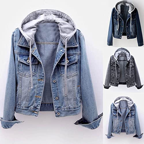 RKSTN Winter Coats Denim Jackets for Women Slim-Fit Hooded Jacket Velvet Jean Blouse Button Hoodies Trendy Hoodie Outerwear3