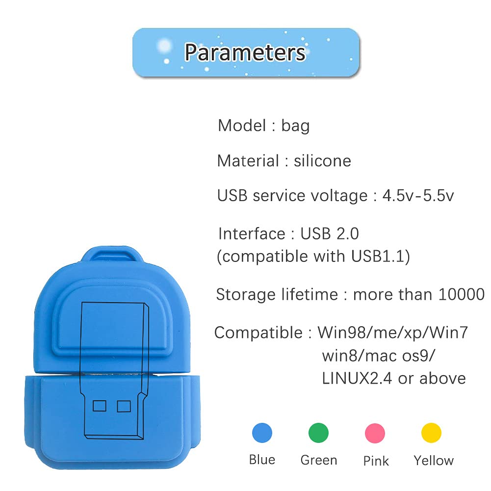 4 Pezzi 8GB USB Pen Drive Penna Usb Porta Chiavette Usb Chiave Usb Carino USB Matite da Zainetto Regali per Bambino Amico (4 * 8GB,Zainetto)