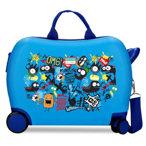 Movom Monsters Maleta Infantil Azul 50x38x20 cms Rígido ABS Cierre de combinación Lateral 34L 2,1 kgs Equipaje de Mano