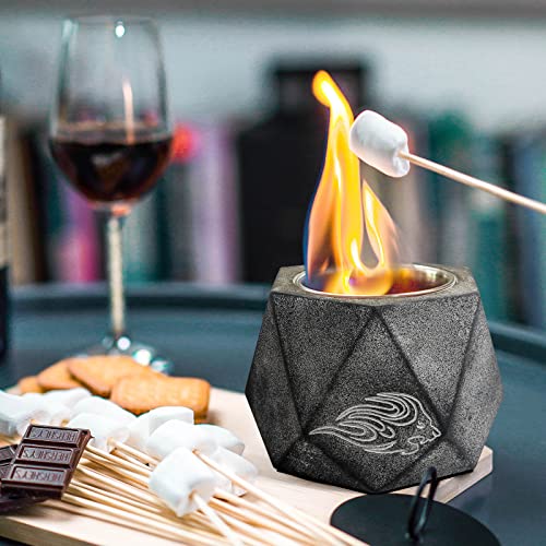 Table Top Fire Pit Bowl - Concrete Tabletop Fireplace Indoor Outdoor Decor Portable Rubbing Alcohol Burner Long Time Burning Smokeless Odorless Smores Maker With Fire Extinguisher #TOP2