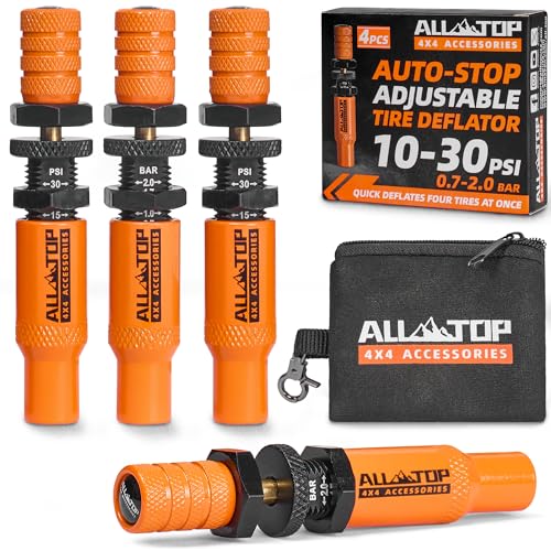 ALL-TOP Adjustable Auto-Stop Tire Deflator Valve Kit (10-30PSI) 4 PCS Tyre Air...