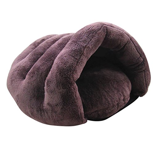 YOUJIA Hausbett Hundehaus Hundehöhle Haustier Bett Warm Schlafsack Matte Kissen Hundehütte Für Hunde Katzen (Braun, M) Cover
