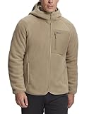Pioneer Camp Veste Polaire Homme Avec Capuche – Polaire Chaude et Confortable – 5 Poches Pratiques – Respirante et Coupe Vent – Parfaite pour Montagne et Plein Air（Khaki;M
