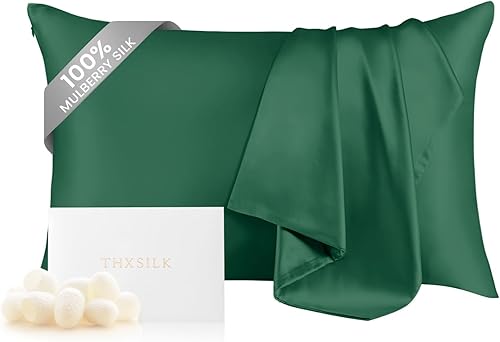 THXSILK Funda de almohada de seda de morera 100 % pura para cabello y piel, funda de almohada de seda de grado 6A+ tamaño Queen de 20 x 30 pulgadas,