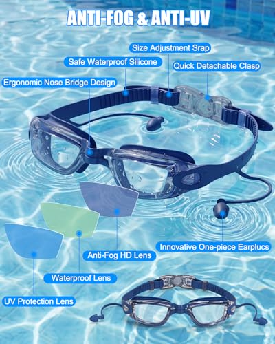 Image of Aegend Swim Goggles, Swimming Goggles No Leaking Full Protect Adult Youth