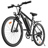 35-Speed Electric Bike for Adults 750W 26' Tire Commuting Electric Mountain Bike 20MPH Range 55+ Miles 374.4Wh Removable Battery Front Fork Suspension Fenders Lightweight Electric Bicycle,Black