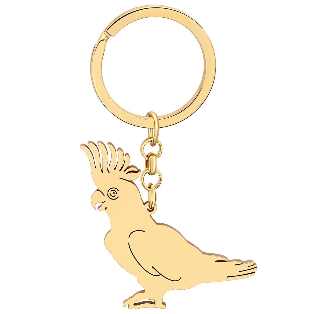 BAMAY Stainless Steel Parrot Keychains Silver Gold Plated Macaws Cockatiel Bird Car Key Ring Charms for Women Girls