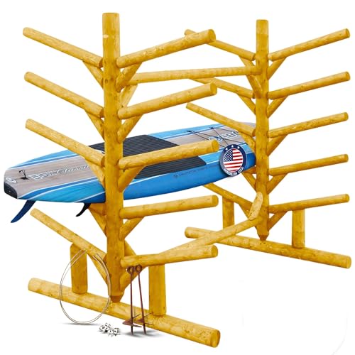 Log Kayak Rack - 10-Place SUP Surfboard Racks + Ground Screw 15