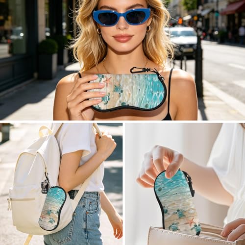 Image of Sunglasses Soft Case, Cute Ultra Light Portable Neoprene Zipper Eyeglass Glasses Case with Belt Clip for Men Women