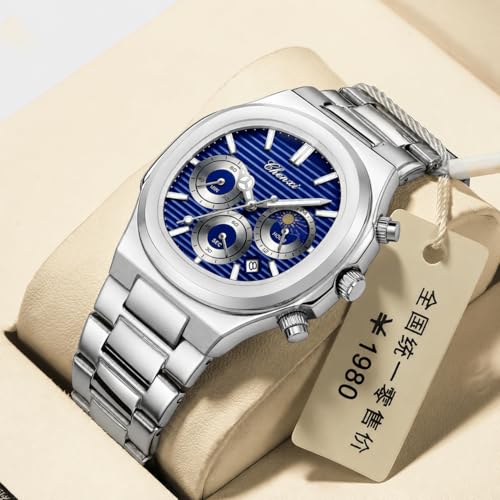 Image of Gosasa Fashion Men's Watches Date Business Watch Stainless Steel Luxury Style Luminous Quartz Waterproof Analog Display Male Wristwatch