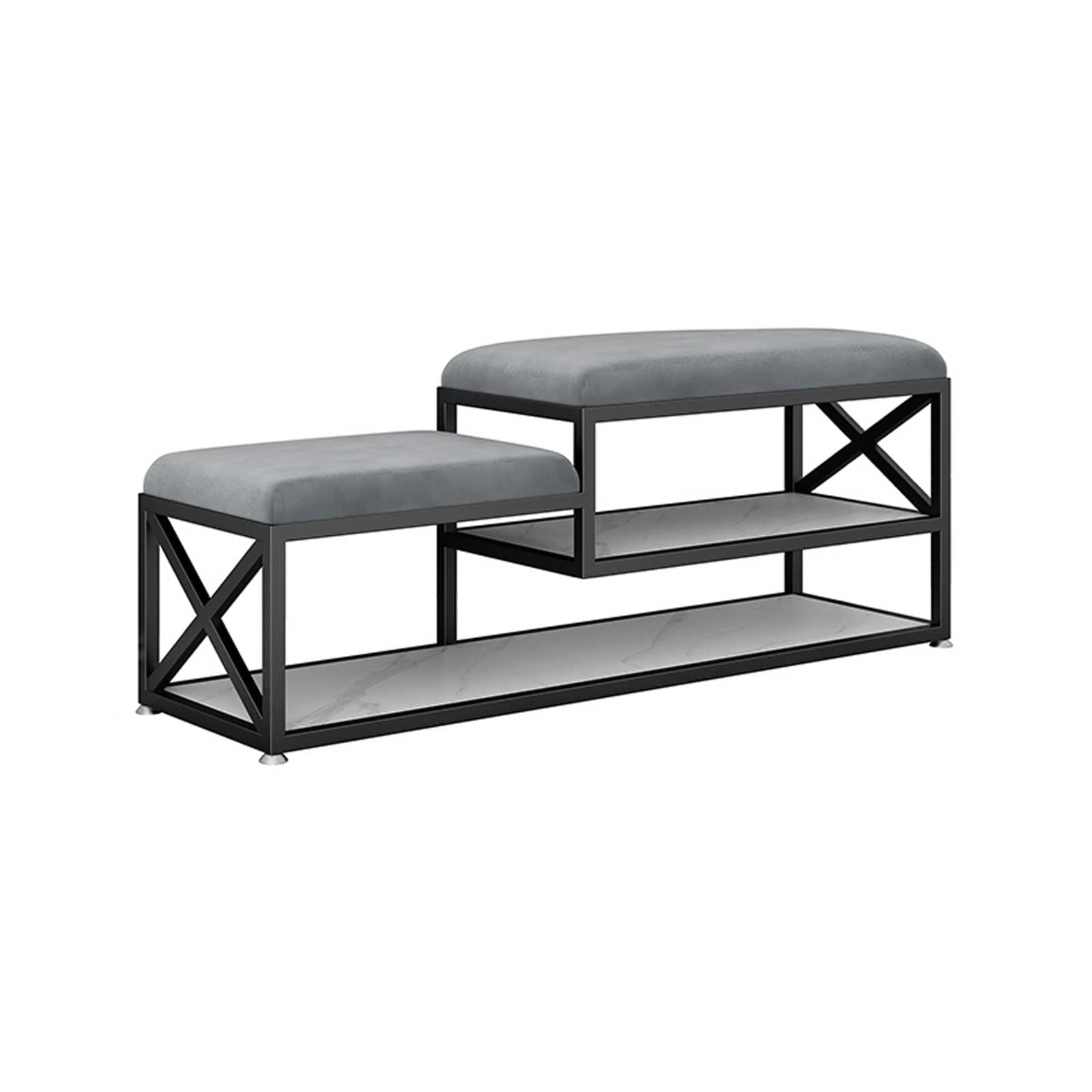 Banc à chaussures optimisé avec assise velours pour gain de place